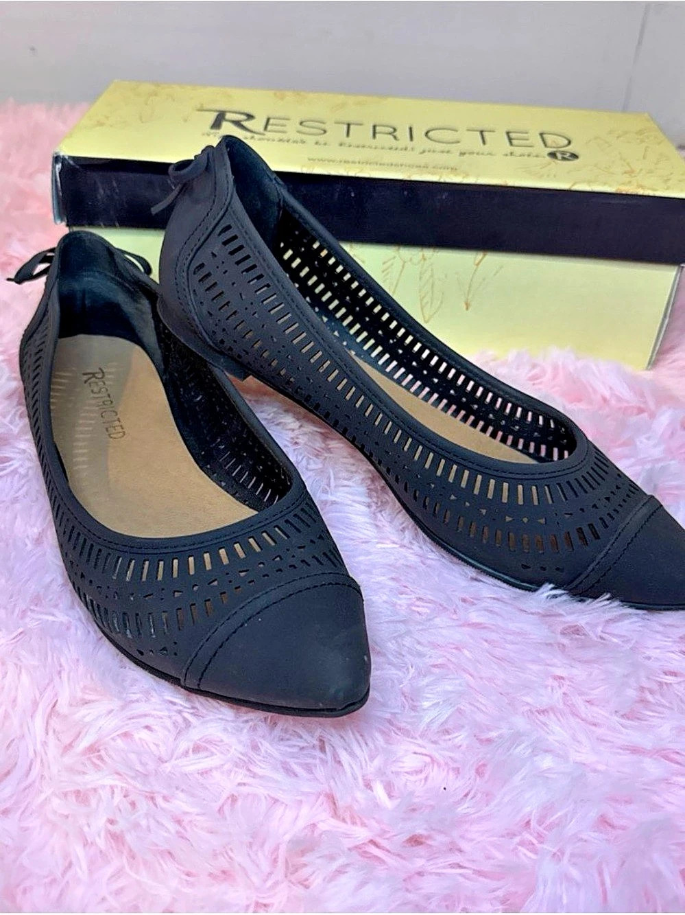 Restricted New Wave Black Flats US 8.5